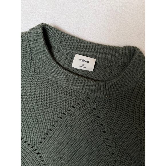 Aritzia Wilfred Cozy Minimalist Oversized Knit Sweater Pullover Wool Green XS - Picture 3 of 5